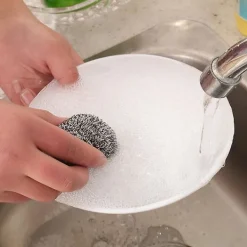 Outlet Rostfria stålkulor Köksrengöringsbollar Metallskur svamp Skursvampar Professionellt köksverktyg 20 stycken