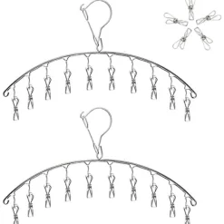 Outlet Rostfritt stål galge strumpor torktumlare galge med 10 klämmor för tyg Di
