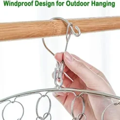 Outlet Rostfritt stål galge strumpor torktumlare galge med 10 klämmor för tyg Di