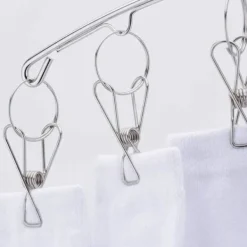 Outlet Rostfritt stål galge strumpor torktumlare galge med 10 klämmor för tyg Di