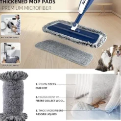 New BUUROOHM Roterande 360-graders spraymopp för rengöring av våta och torra fler ytor, lätt handtag för kök, badrum