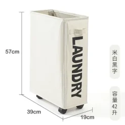 Discount Rullande smal tvättkorg med hjul, hopfällbar tvättkorg, hög smal hopfällbar förvaringslåda för hörn
