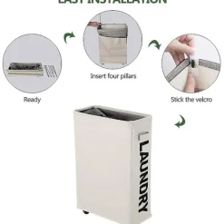 Outlet Rullande smal tvättkorg med stativ hopfällbar vattentät sorterare