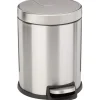 Hot Rund Cylindrisk Papperskorg med Fotpedal för Badrum och små utrymmen, Borstat Rostfritt Stål