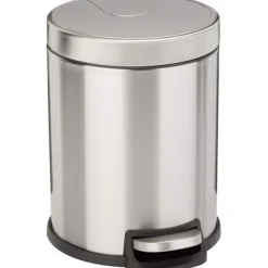 Hot Rund Cylindrisk Papperskorg med Fotpedal för Badrum och små utrymmen, Borstat Rostfritt Stål