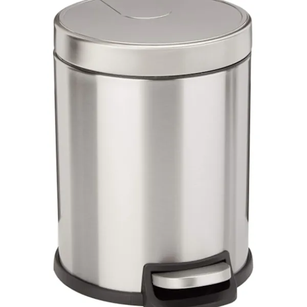 Hot Rund Cylindrisk Papperskorg med Fotpedal för Badrum och små utrymmen, Borstat Rostfritt Stål