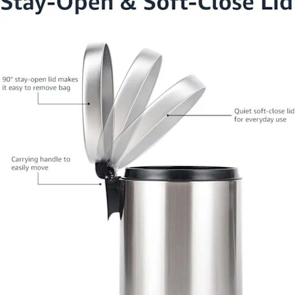 Hot Rund Cylindrisk Papperskorg med Fotpedal för Badrum och små utrymmen, Borstat Rostfritt Stål