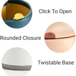 Best (Rund Kon - Blå) 2 Liter / 0,5 Gallon Mini Papperskorg med Trycklock - Kompakt Papperskorg för Skrivbord, Bord, Soffbord eller Bänkskiva