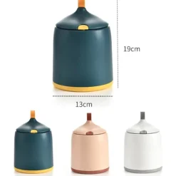 Best (Rund Kon - Blå) 2 Liter / 0,5 Gallon Mini Papperskorg med Trycklock - Kompakt Papperskorg för Skrivbord, Bord, Soffbord eller Bänkskiva