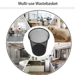 Online Rund nätpapperskorg för badrum, kök, hemmakontor, sovsal (svart)