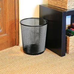 Online Rund nätpapperskorg för badrum, kök, hemmakontor, sovsal (svart)