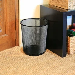 Clearance Rund Nätpapperskorg Soptunna, Papperskorg Sopbehållare för Badrum, Kök, Hemmakontor, Sovsalar (SVART)