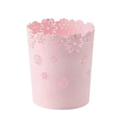 Best Rund Papperskorg i Plast, Ihålig Spetsdesign, för Kontor (1-pack Rosa)