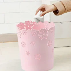 Best Rund Papperskorg i Plast, Ihålig Spetsdesign, för Kontor (1-pack Rosa)