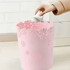 Online FMYSJ Rund papperskorg i plast, ihålig papperskorg med spets för kontor. (1-pack rosa) (FMY)