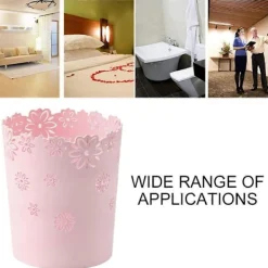 Online FMYSJ Rund papperskorg i plast, ihålig papperskorg med spets för kontor. (1-pack rosa) (FMY)