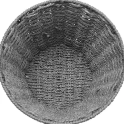 Clearance Rund Papperskorg och Korg i Rotting - Skräpkorg för Sovrum, Badrum, Kontor eller Hem Gray