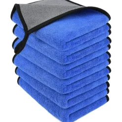 RYI 6-pack, 2-lagers förtjockade handdukar, luddfria superabsorberande handdukar, 40x30 cm