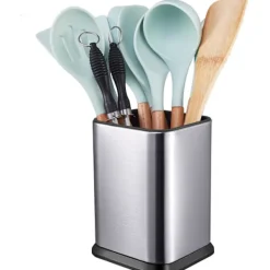 Online RY-Köksredskapshållare i rostfritt stål för bänkskiva, Stor köksredskapsorganisatör, Skedspatelhållare, Modern rektangulär Ute