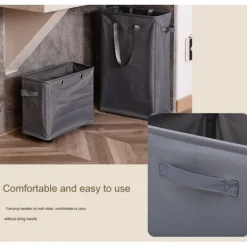 Outlet RY-Tvättkorg Handtag Hopfällbar Tvättkorg Tunn Smutsig Klädkorg Smal Tvättsäck Hopfällbar Smutsig Korg svart black