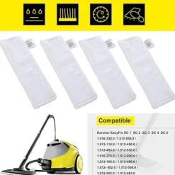 Outlet Sats med 4 mikrofiberdukar ersättningsdukar 2 mikrofiberdukar dukar för Karcher Easy Fix SC2 SC3 SC4 SC5, tillbehörstyg för Kärcher Easy Fix