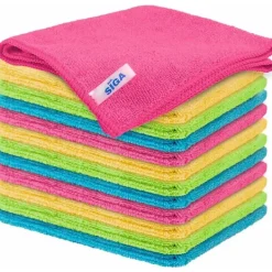 Best Sats med 12 mikrofiberrengöringsdukar i fyra färger, mått: 18x23cm