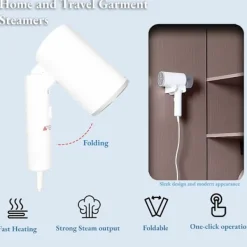Outlet SBSGV Hem- och Resklädstrykare - 10 Sekunders Ultrasnabb Uppvärmning, Stark Ångutgång, Vikbar och Bärbar, 200ml Stor Kapacitet, 1200W för Kläder