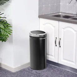 Outlet Northio Sensor papperskorg 42L, elektrisk automatisk papperskorg med lock, rostskyddad, för badrum, kontor, kök, matsal, stål, svart