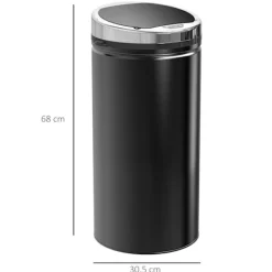 Outlet Northio Sensor papperskorg 42L, elektrisk automatisk papperskorg med lock, rostskyddad, för badrum, kontor, kök, matsal, stål, svart