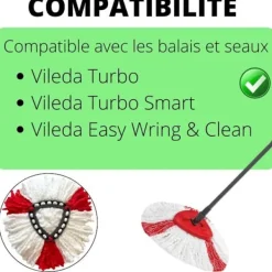 Hot PHONILLICO Serpillère för Vileda Turbo / Turbo Smart / Easy Wring & Clean [Pack 3] Tvättbart återanvändbart mopphuvud
