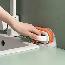Clearance Set med 3 (2 orange + 1 blå) svamp tork kök borste disk borste pottvätt rengöringsborste dekontaminering vägg bad kakel borste svamp block