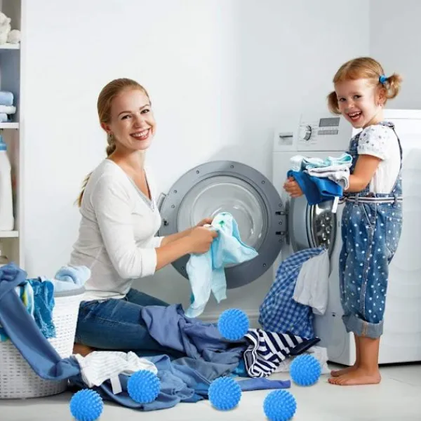 Best Set med 4 blå torktumlare bollar, återanvändbara torktumlare mjukgörare bollar för tvättmaskin
