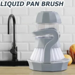 Clearance Set med 2 diskborstar med diskmedelsbehållare: Köksaccessoarer Rengöringsborste Integrerad hållare Rengöringsborste med tryckfunktion Cl