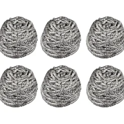 Sale Set med 6 disktrasor i rostfritt stål för rengöring av disk - Kraftiga skursvampar i stålull för kök, badrum, ugn, kastruller och stekpannor