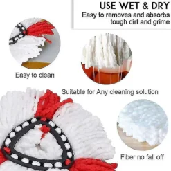 Discount DMstore Set med 4 Ersättningshuvuden för Vileda 2-i-1-Mopp, O-Cedar, Easywring och Clean Turbo Zhexin