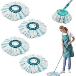 New DAO Set med 4 Ersättningshuvuden för Leifheit Clean Twist Disc Mop Micro Set, 2-Fiber System för Rund Golvmopp, Kompatibel med Leifheit Clean T [db]