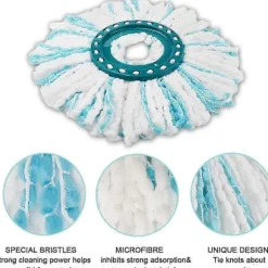 New DAO Set med 4 Ersättningshuvuden för Leifheit Clean Twist Disc Mop Micro Set, 2-Fiber System för Rund Golvmopp, Kompatibel med Leifheit Clean T [db]