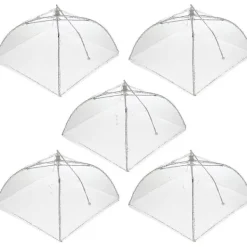Discount Set med 5 flugskydd & kakskydd hopfällbara - Kakskydd, kakskydd & matskydd med fruktflugnät - Perfekt flugavvisare, fruktflugavvisare &
