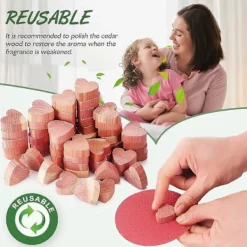 Outlet Set med 100 Malmedel Cederträ Anti-Mal Textilier Malmedel Cederträbollar Naturliga Hjärtan Utan Kemikalier, Naturlig Fälla Mot Mal