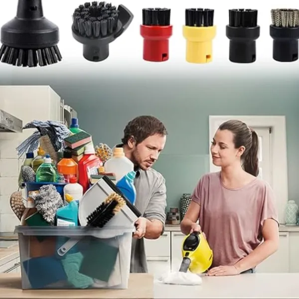 Outlet Set med 6 runda borstar för Kärcher ångtvätt SC1 SC2 SC3 SC4