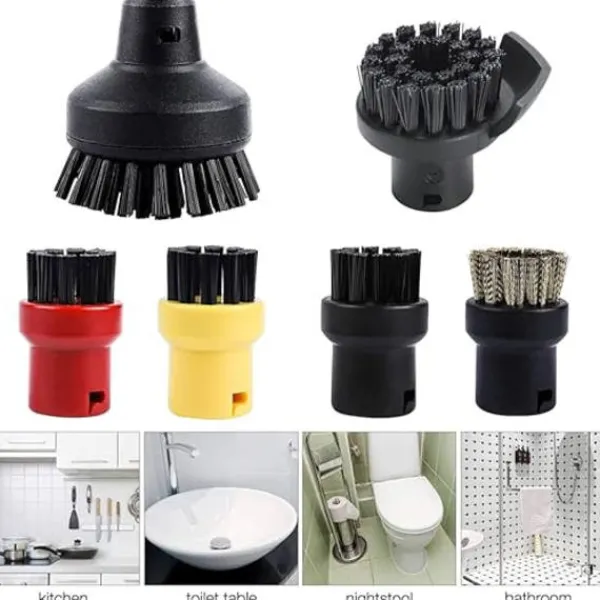 Outlet Set med 6 runda borstar för Kärcher ångtvätt SC1 SC2 SC3 SC4