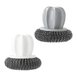 Sale Set med 2 stålborstar för kastruller, diskhandskar, svamp, diskborste, köksborste mot fläckar, hushållsborste för rengöring av stålskålar (vit, grå) | Fyndiq