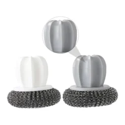 Sale Set med 2 stålborstar för kastruller, diskhandskar, svamp, diskborste, köksborste mot fläckar, hushållsborste för rengöring av stålskålar (vit, grå) | Fyndiq