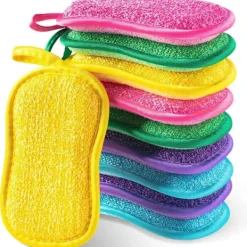 OCEAN Set med 10 Återanvändbara Dubbelsidiga Rengöringssvampar Tvätta Dishwas