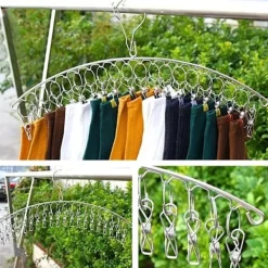 Online Set med 2 torkställningar för strumpor i rostfritt stål med 40 klämmor - Liten klädtork - vindtät - för strumpor, underkläder, handdukar och skor