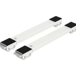 New Set med 2 transportrullar för tvättmaskin under chassit för tvättmaskin, kylskåp, torktumlare, frys upp till 300 kg, med 24 hjul, broms, vit
