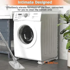 New Set med 2 transportrullar för tvättmaskin under chassit för tvättmaskin, kylskåp, torktumlare, frys upp till 300 kg, med 24 hjul, broms, vit