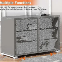 New Set med 2 transportrullar för tvättmaskin under chassit för tvättmaskin, kylskåp, torktumlare, frys upp till 300 kg, med 24 hjul, broms, vit