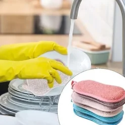 Discount Set med 8 tvättbara mikrofibersvampar, perfekta för nonstick-ytor