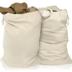 New Set med 2 tvättkorgar 48*60 cm i 100% bomull - extra stor hållbar